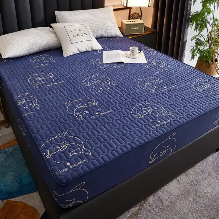 Funda de colchón gruesa impermeable, alfombrilla de látex acolchada, fundas de cama, Protector de sábana ajustable agradable para la piel, colcha 150/160/180x200 - 1