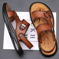 Sandalias de hombre, zapatos de playa de piel de vaca de primera capa, sandalias de cuero de moda casual para hombre, extra grandes - details 2