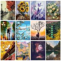 RUOPOTY-pintura moderna por números para manualidades, dibujo de paisaje Interior, pinturas de adultos, artesanía - details 0
