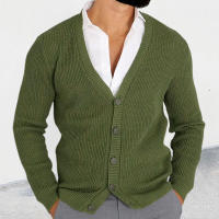 Suéter cansado de manga larga para hombre, chaqueta de punto con cuello en V, ropa de moda de talla grande, otoño e invierno, 2024 - details 2