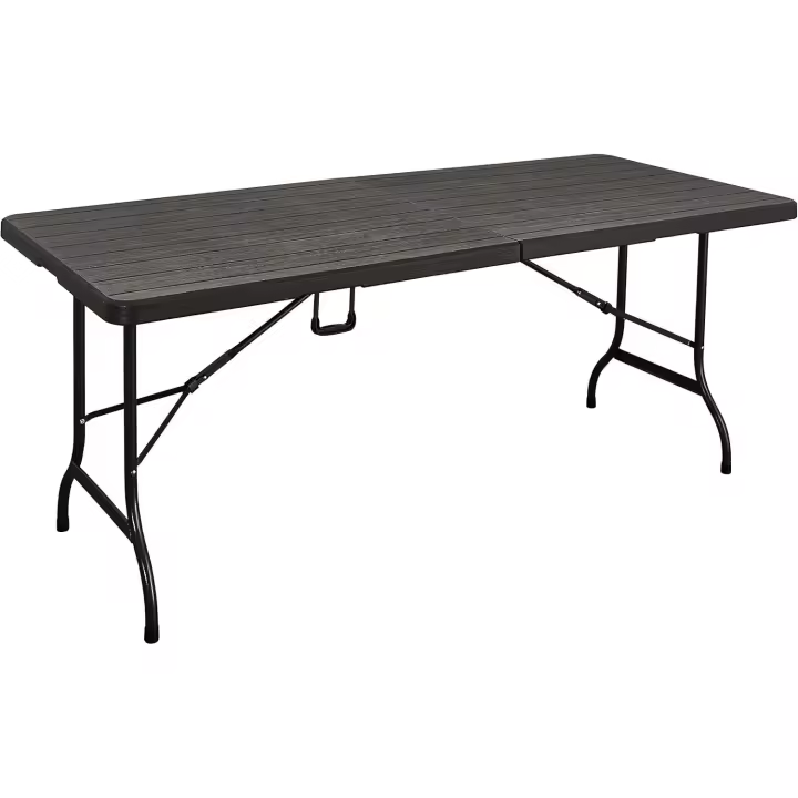 Mesa Plegable Portátil Multifuncional, 180x74x74cm, Imitación a Madera, Marrón - 1