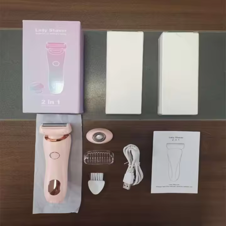 Maquinilla de afeitar eléctrica profesional 2 en 1, afeitadora eléctrica en seco y húmedo, resistente al agua, para depilación de mujer, para Bikini, pierna, brazo, axila - 1