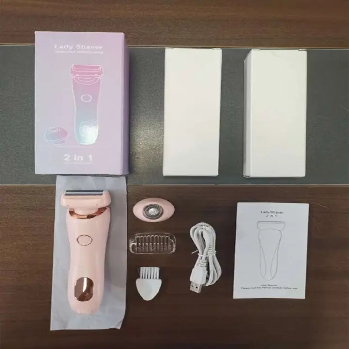 Maquinilla de afeitar eléctrica profesional 2 en 1, afeitadora eléctrica en seco y húmedo, resistente al agua, para depilación de mujer, para Bikini, pierna, brazo, axila - 1