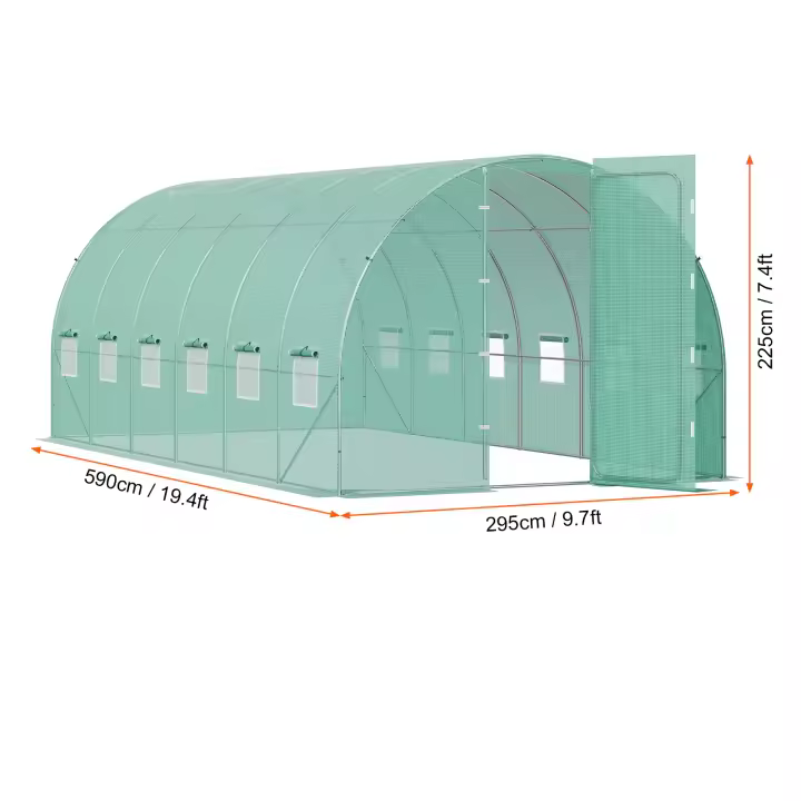 SucceBuy Invernadero con túnel para caminar, túnel para invernadero con casa de aro, casa caliente para plantas con marco de acero galvanizado, cubierta de PE verde - 1