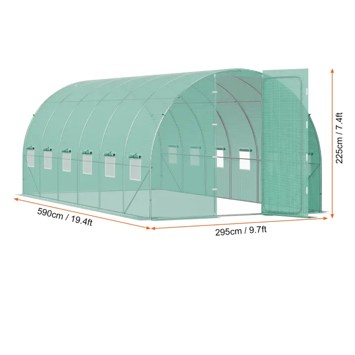 SucceBuy Invernadero con túnel para caminar, túnel para invernadero con casa de aro, casa caliente para plantas con marco de acero galvanizado, cubierta de PE verde - 1
