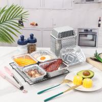 Bandeja Rectangular de papel de aluminio antiadherente, recipiente para alimentos de 130/410/700/750ml, bandeja para hornear desechable, 10 Uds. - details 5