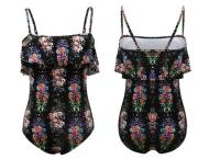 Bañador de mujer estampado de una pieza, baño grande cerrado TRE con partes salientes, apto para piscinas y playas - details 7