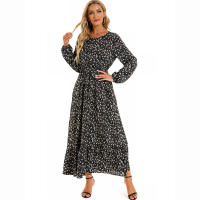 2024 mujeres Maxi vestido Casual de manga larga de cintura alta playa Mujer vestidos de gasa vestidos florales Mujer nuevo - details 24