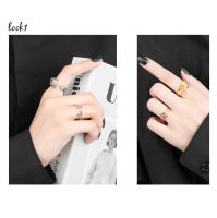 LIVVY-Anillo geométrico de doble línea hueca Irregular para mujer, Color plateado, diseño único Simple, joyería ajustable a la moda - details 3