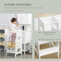 Taburete de Cocina Infantil con Pedal Altura Ajustable en 3 Posiciones y Barra de Seguridad 40x50x90 cm Blanco - details 5