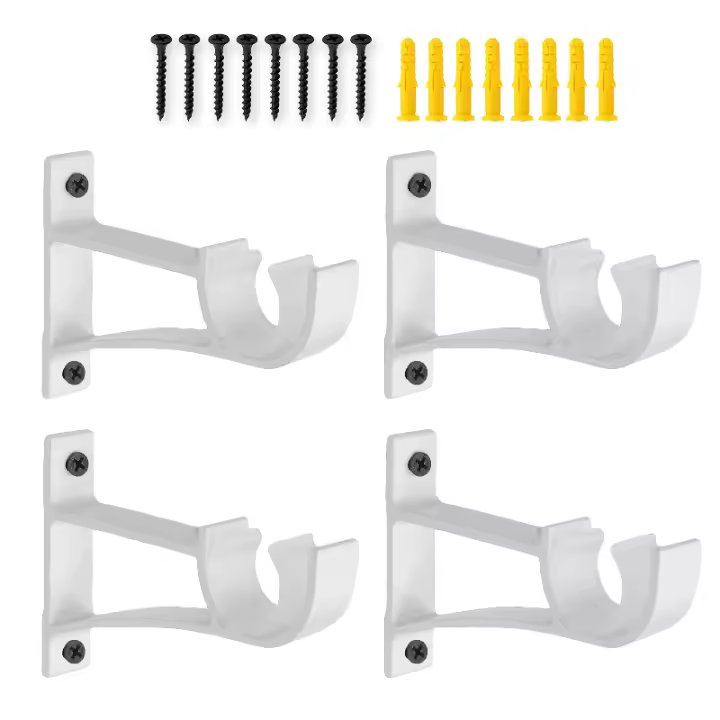 Paquete de 4 deportes para Barra de Cortina de alta resistencia, soporte para Barra de Cortina individual para Barra de Cortina de 0,8 a 1, Ganchos resistentes para Barra de Cortina, color Blanco - 1