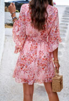 Vestido fluido sin tirantes con estampado floral bohemio para mujer, verano 2025 - details 6
