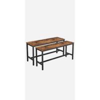 Juego de Mesa y Taburetes de Bar, Mesa de Desayuno con 2 taburetes, Marco de Acero, Industrial, Marrón Rústico y Negro Tinta LBT218B01 - details 11