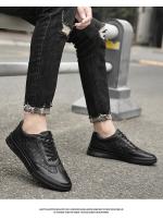 Zapatos Casuales para Hombre Auténtica Piel de Vaca, Baja Altura, Negro Puro, Moda, Zapatillas Deportivas - details 10