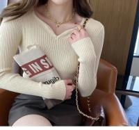 Suéter de Manga Larga de Punto Cálido para Mujeres Jersey Casual con Cuello en V - details 8