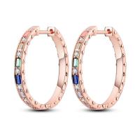 Pendientes redondos de circonio para mujer, colección de joyas geométricas, plata pura, oro rosa, accesorios de regalo - details 8