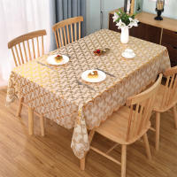 Mantel rectangular de PVC para mesa, impermeable, resistente al aceite y al desgaste, Protector de mesa Floral dorado - details 0