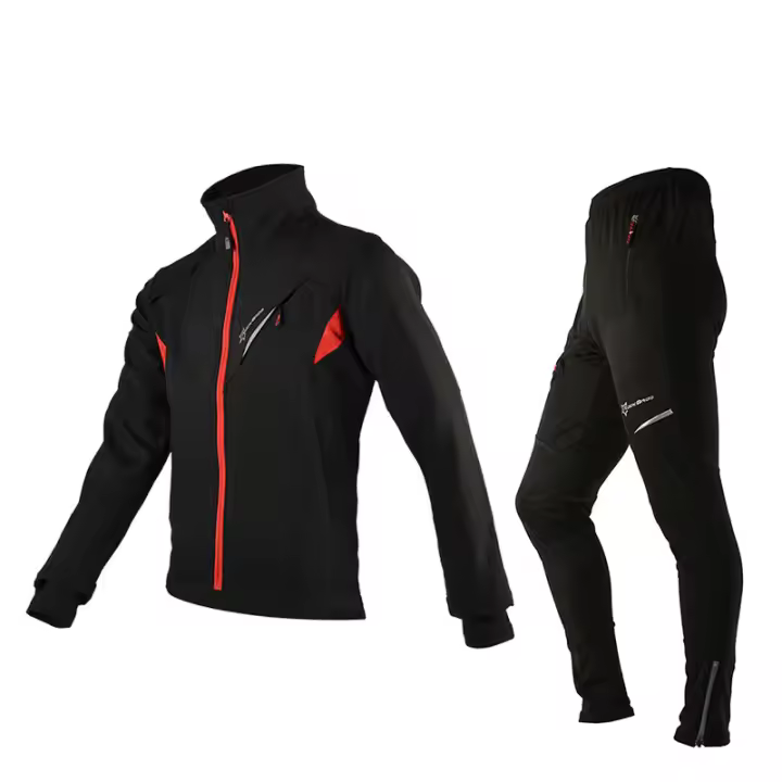 Jersey de Ciclismo ROCKBROS para Hombres y Mujeres Set de Ropa de Esquí con Forro Polar Térmico a Prueba de Lluvia y Viento Material de Terciopelo 100% y Poliéster 80% con Cierre de Cremallera - 1