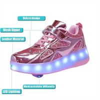 Zapatos de patín de 2 ruedas para mujer, zapatos de tendencia para niña con LED retráctil, zapatillas informales de doble propósito con ruedas - details 3