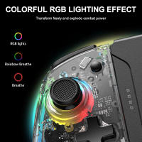 Joypad transparente para Nintendo Switch, controlador de inducción inalámbrico de 6 ejes, Gamepad ajustable, 8 colores, luz mágica, vibración, Joy - details 4