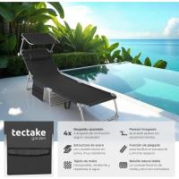 Tumbona Jardín Exterior de Acero, Tumbona Plegable con Reposacabezas, Parasol y Bolsillo Lateral, Tumbona Playa Reclinable 6 Posiciones, Tumbona Piscina Resistente a Intemperie - Gris - details 19