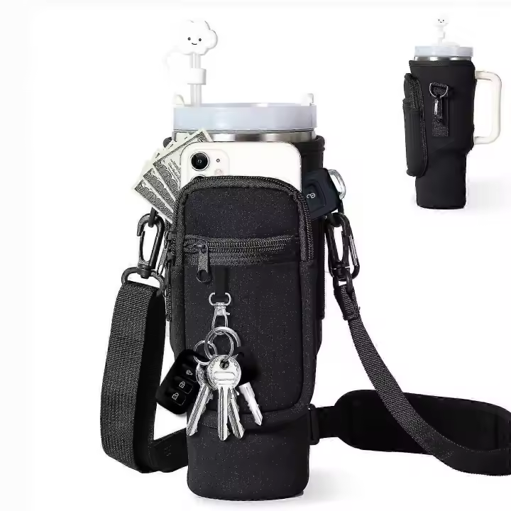 Bolsa para botella de agua, bolsa para botella de agua con correa, compatible con vaso Stanley de 40 oz - 1