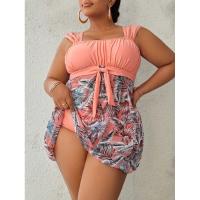 Nuevo conjunto de traje de baño de una pieza estilo falda adelgazante y conservador con cubierta sin espalda ajustada de talla grande para mujer - details 5