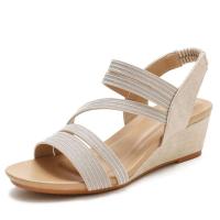 Zapatos de tacón de cuña elegantes de verano para mujer, sandalias informales a la moda para mujer - details 2