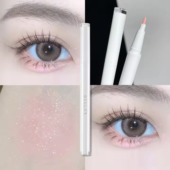 Bolígrafo de Luz de Galaxia Brillante Pluma de Sombra de Ojos de Gusano de Seda con Cabeza de Pincel de Cuidado de la Piel de Belleza - 1