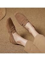 Zapatos de mujer de piel auténtica, nuevos mocasines con punta cuadrada, suela blanda, de piel suave, negros, versátiles, para el trabajo diario, zapatos de mujer - details 2