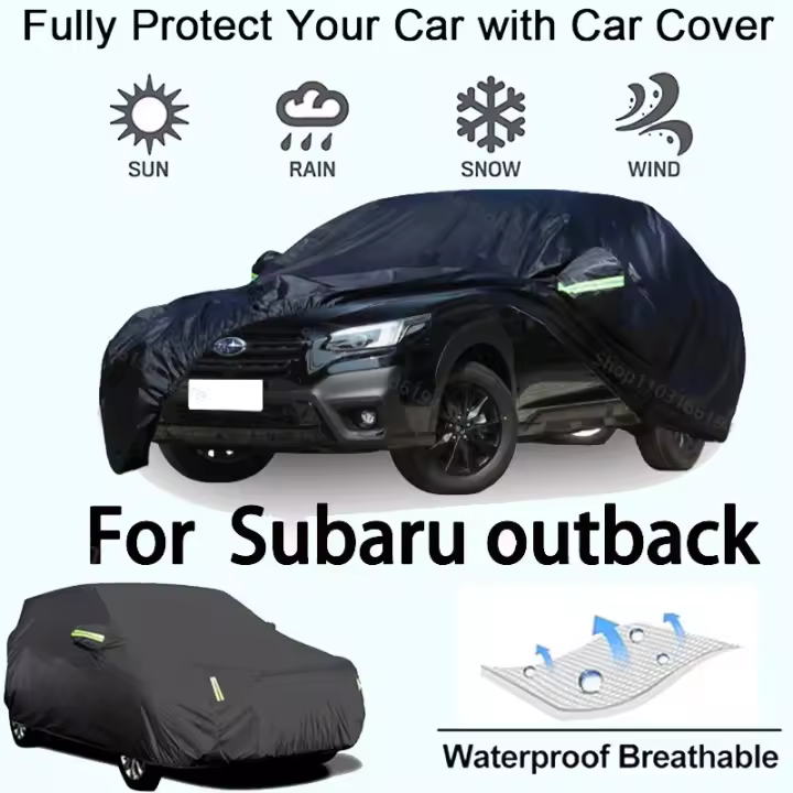 Funda completa para coche Subaru Outback, protección exterior a prueba de nieve, parasol, accesorios para automóviles impermeables y a prueba de polvo, color negro - 1
