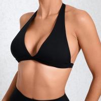 Sujetador deportivo con cuello en V para mujer, ropa interior sexy, top con espalda descubierta y cuello halter para fitness, ropa de yoga, sujetador activo para gimnasio con copas, color blanco - details 20