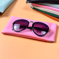 Bolsa de cuero PU para gafas de sol, estuche de cuero suave para gafas de lectura, resistente al agua, sólido, almacenamiento Simple para gafas B - details 2