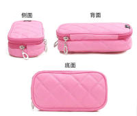 Mini bolsa de almacenamiento para cosméticos, bolsa de almacenamiento portátil negra para cosméticos, bolsa pequeña para cosméticos con rombos - details 16