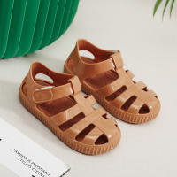 Sandalias con velcro para niños verano 2025 nuevo color sólido niños y niñas bolsa cabeza hueco suela suave bebé jalea sandalias - details 32