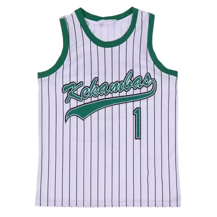 Camiseta transpirable de malla para hombre, camiseta de baloncesto de película blanca cosida, n. ° 1, S-XXL de verano - 1
