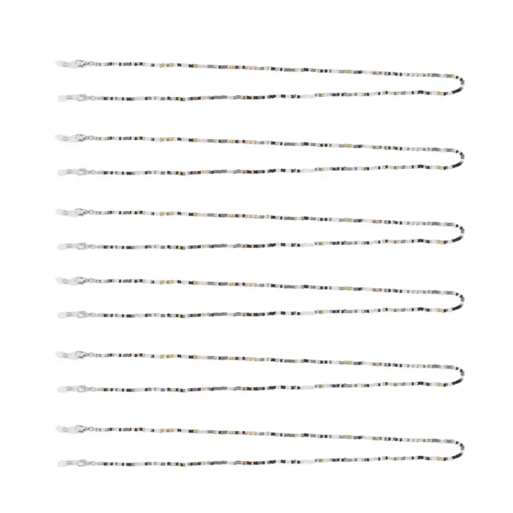 Collar con cuentas de 6 piezas, cadena antideslizante para gafas, cordón decorativo para manualidades, color negro - 1