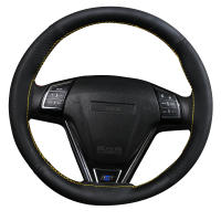 Protector para volante de coche de cuero Nappa con agujas, hilo Universal de 38cm de durabilidad, cubiertas de dirección para coche, accesorios DIY para coche - details 0