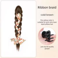 Diademas con cinta de flores para mujer, coleta larga, artefacto para el cabello de estilo coreano, peluca trenzada de boxeo sintética esponjosa - details 11