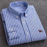 Camisa de manga larga de algodón puro para hombre, ropa bordada de negocios informal, Color sólido, primavera y otoño - details 3