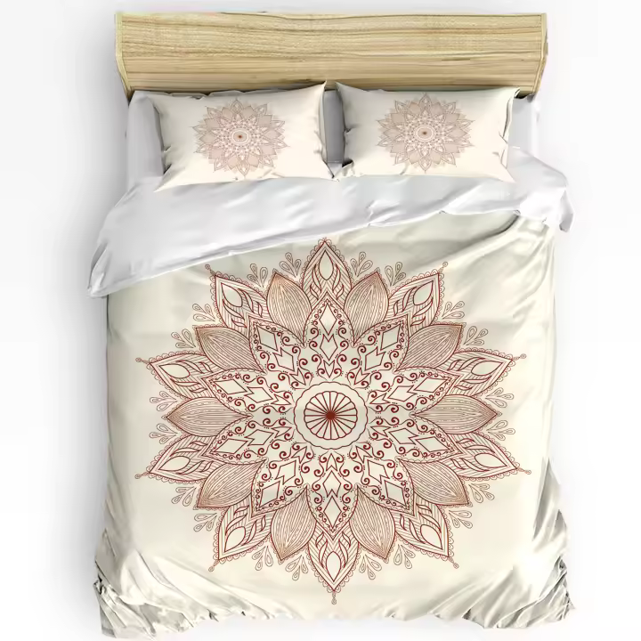 Juego de cama con estampado de Mandala y flores para el hogar, funda de edredón con estampado bohemio, sin sábana, para dormitorio - 1