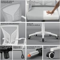 Silla de Oficina con Función de Inclinación, con Soporte Lumbar y Diseño Mariposa para Estudio, Carga Máxima 136kg, Negro - details 20