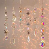 Atrapasueños de cristal con campanas anchas, estrella, prisma de arcoíris colorido, colgantes para ventana del hogar, adorno atrapasueños de jardín - details 2