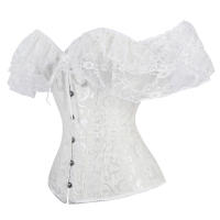 Vintage jacquard encaje manga de una línea hombro fajas vestido de novia match-up corsé corte europeo y americano - details 4
