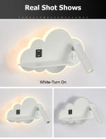 TOMAXIN lámpara de pared LED Cloud, foco de lectura de cabecera, Simple, dormitorio, estudio, Hotel, lámpara de pared con estante giratorio - details 7