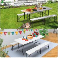 Mesa Plegable Multifuncional 180 x 75 cm, Mesa de Fiesta con Asa de Transporte, para Jardín, Terraza, Balcón, Blanco - details 25