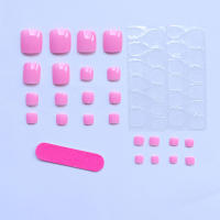 Set De 24 Uñas Postizas De Pies Cuadradas Rosas Medianas Para Mujer Regalo De San Valentín Uñas Postizas Complejas Para Fiesta - details 2