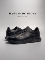 Zapatos hechos a mano, zapatos deportivos, zapatos de cuero para hombre, versátiles, pequeños, negros, que aumentan la altura. - details 12