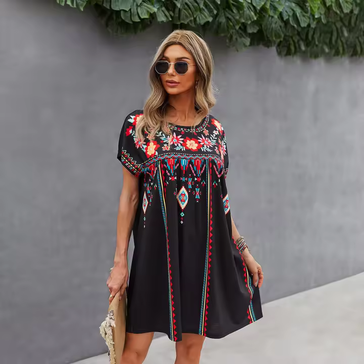 Vestido informal de vacaciones primavera y verano nueva falda corta suelta - 1