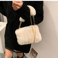 Bolso de mano de felpa con cadena pequeña, bandolera cuadrada de piel sintética, bolso de hombro esponjoso y cálido para compras, Otoño e Invierno - details 12